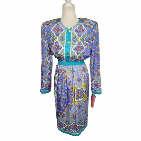 Vintage Dresses & Skirts - VINTAGE deadstock 80s charm kaleidoscope 2 piece skirt set S‎
